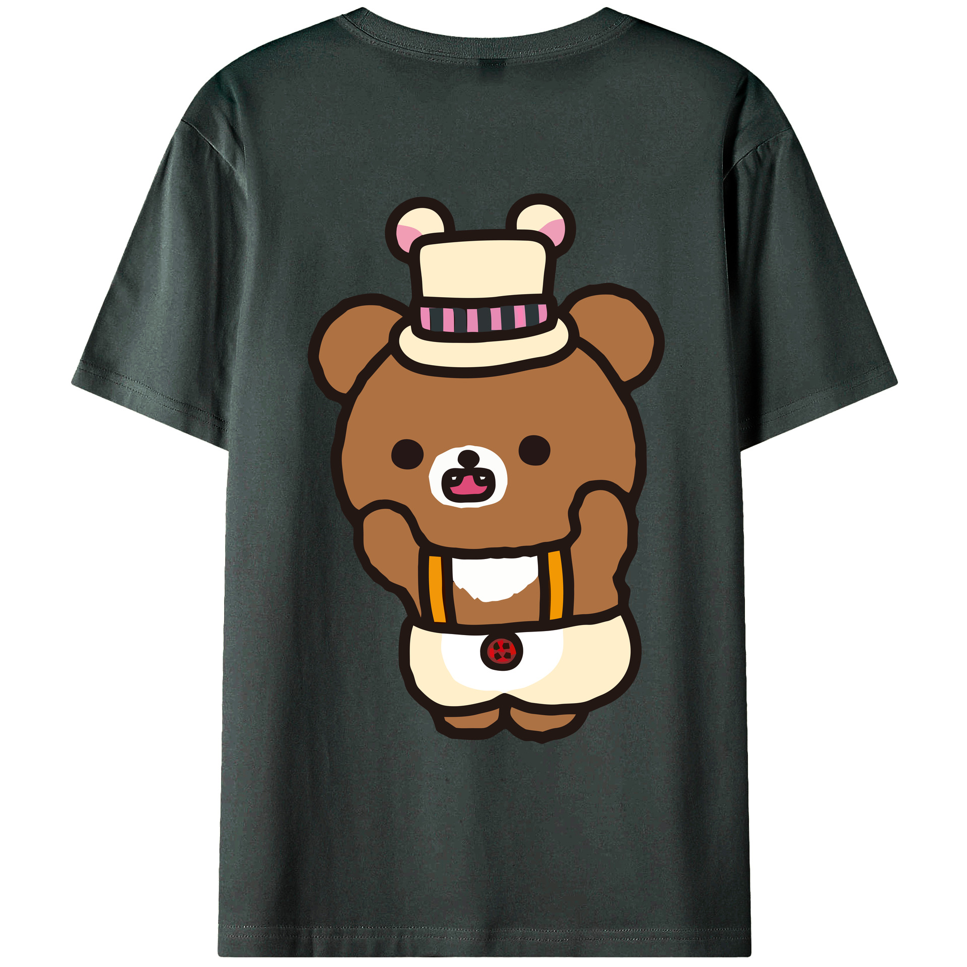 （画像用） リラックマ リラックマ キイロイトリ Rilakkuma Korilakkuma Kiiroitori 綿100％ メンズ半袖Tシャツ（バックプリント） 通気性